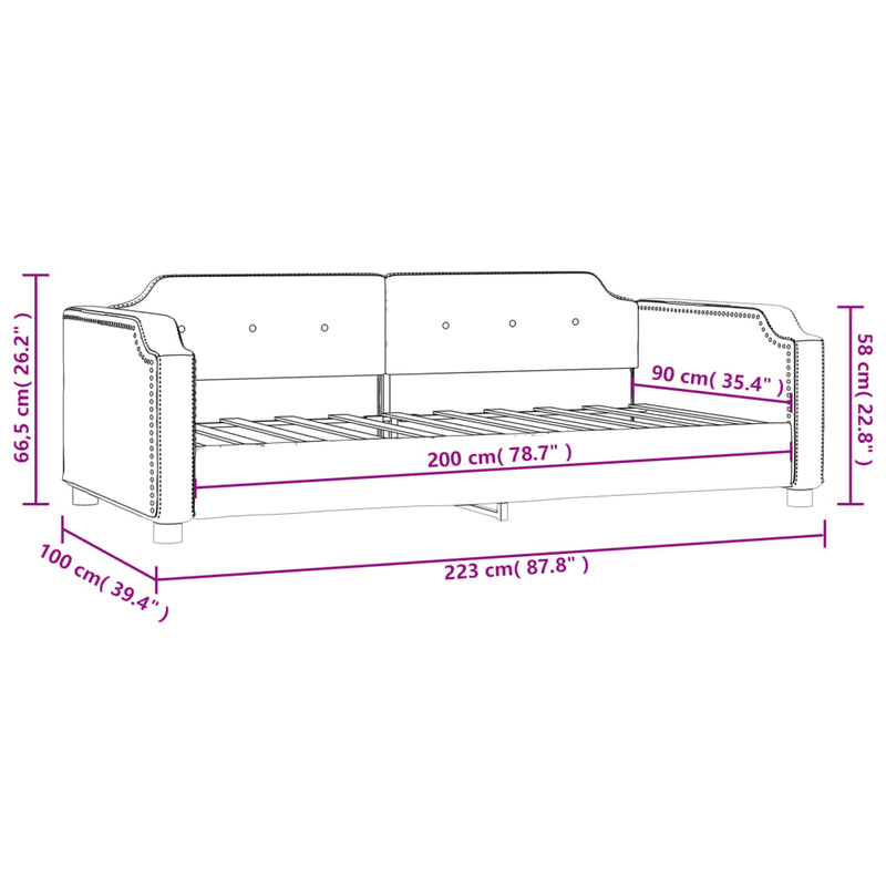 Pat de zi, crem, 90x200 cm, material textil