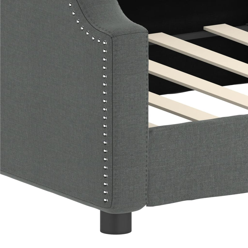 Cadru de pat, gri închis, 100 x 200 cm, material textil