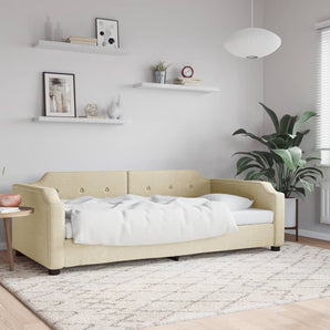 Cadru de pat, crem, 100 x 200 cm, material textil