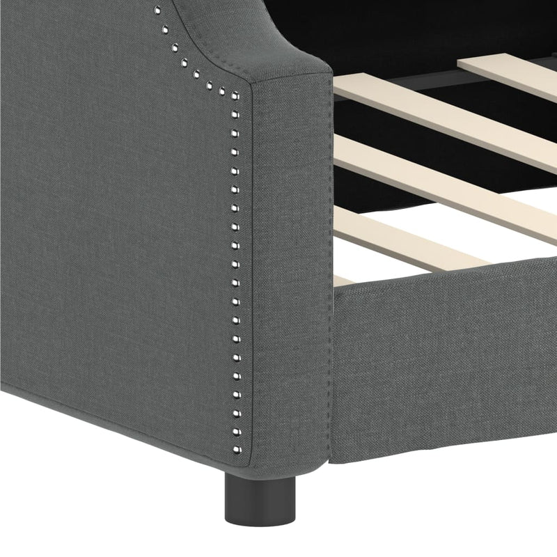 Cadru de pat, gri închis, 90x190 cm, material textil