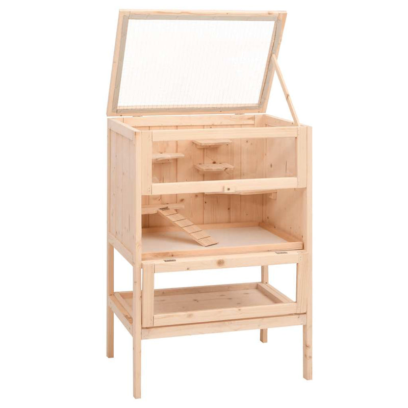 Cușcă pentru hamsteri 55x40x80 cm, lemn masiv de brad