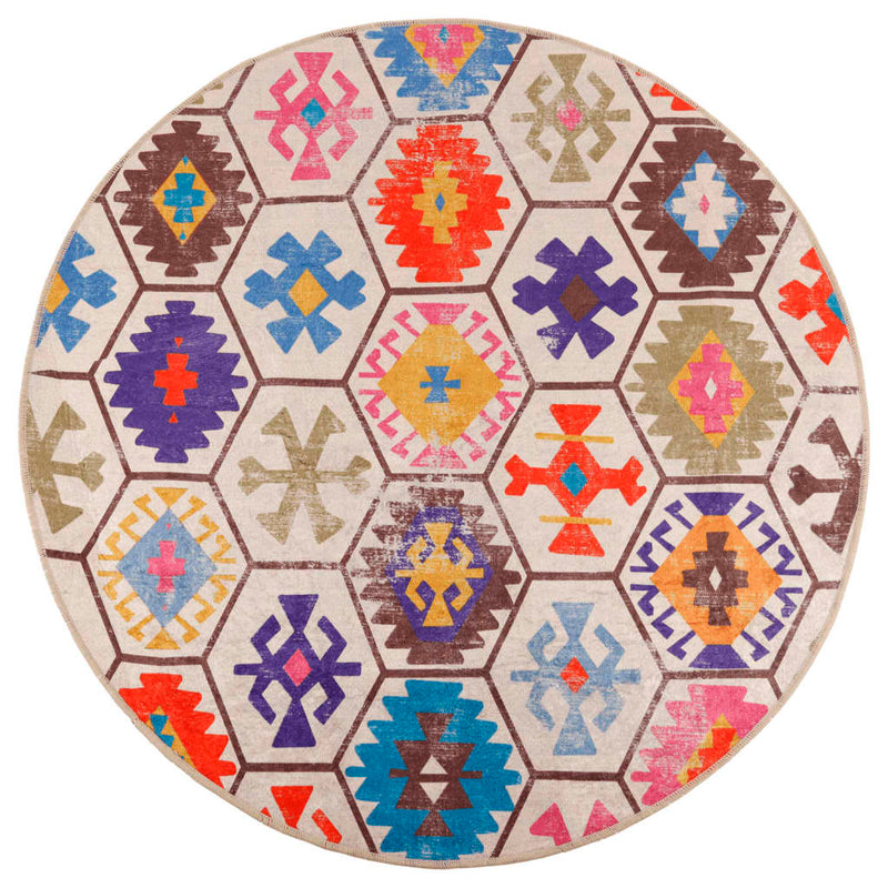 Covor lavabil, multicolor, Ø 120 cm