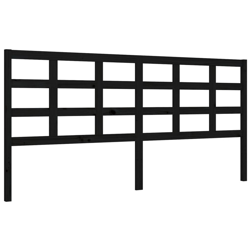 Cadru pat cu tăblie 200x200 cm, negru, lemn masiv