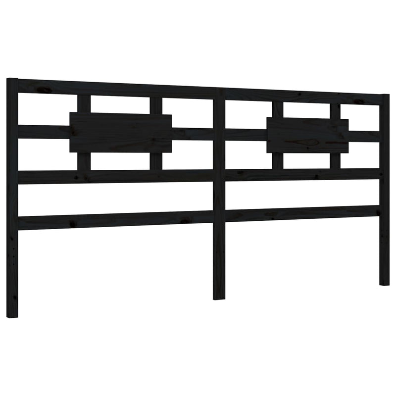 Cadru pat cu tăblie 200x200 cm, negru, lemn masiv