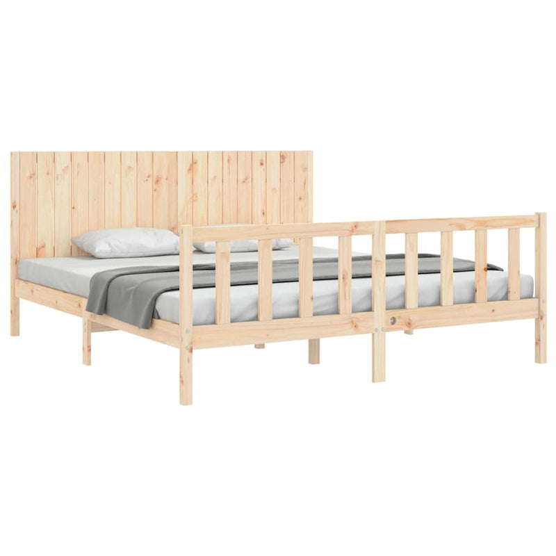 Cadru de pat cu tăblie Super King Size, lemn masiv