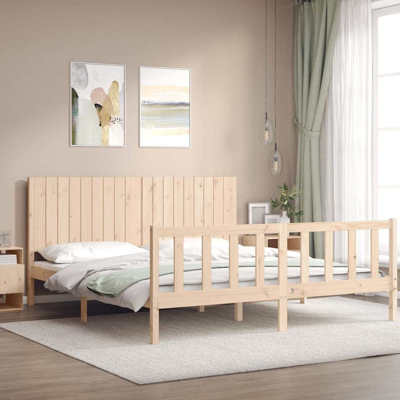 Cadru de pat cu tăblie Super King Size, lemn masiv
