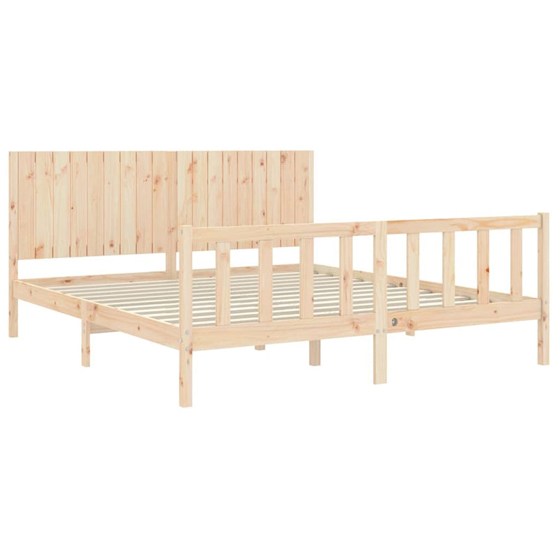 Cadru de pat cu tăblie Super King Size, lemn masiv