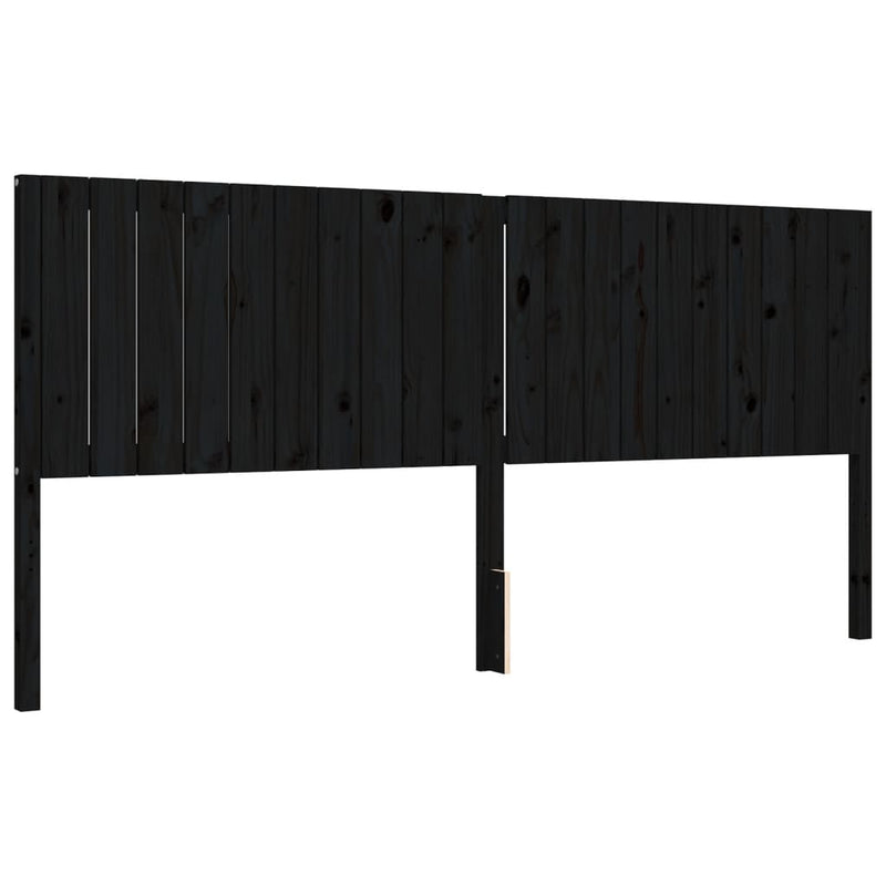 Cadru pat cu tăblie 200x200 cm, negru, lemn masiv