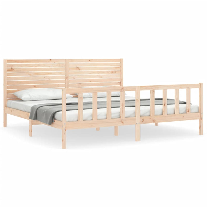 Cadru de pat cu tăblie Super King Size, lemn masiv