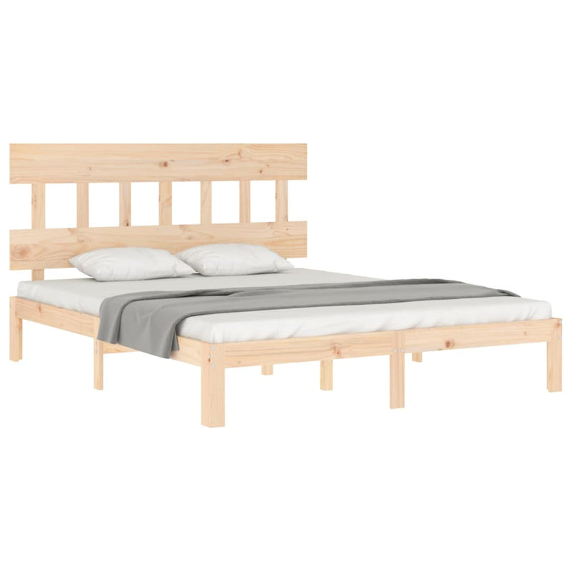 Cadru de pat cu tăblie, king size, lemn masiv