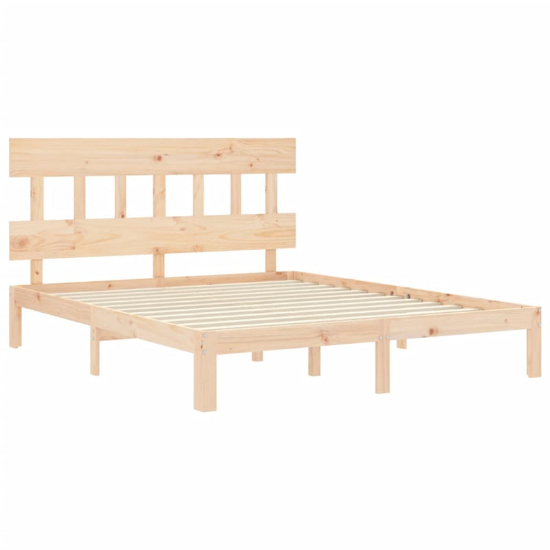 Cadru de pat cu tăblie, king size, lemn masiv