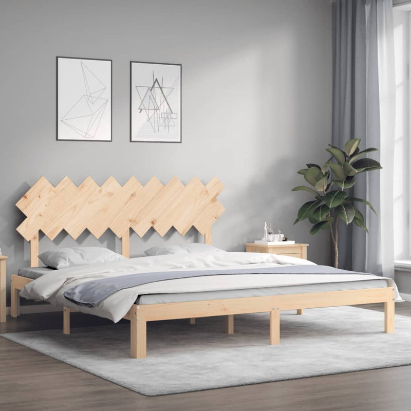 Cadru de pat cu tăblie Super King Size, lemn masiv