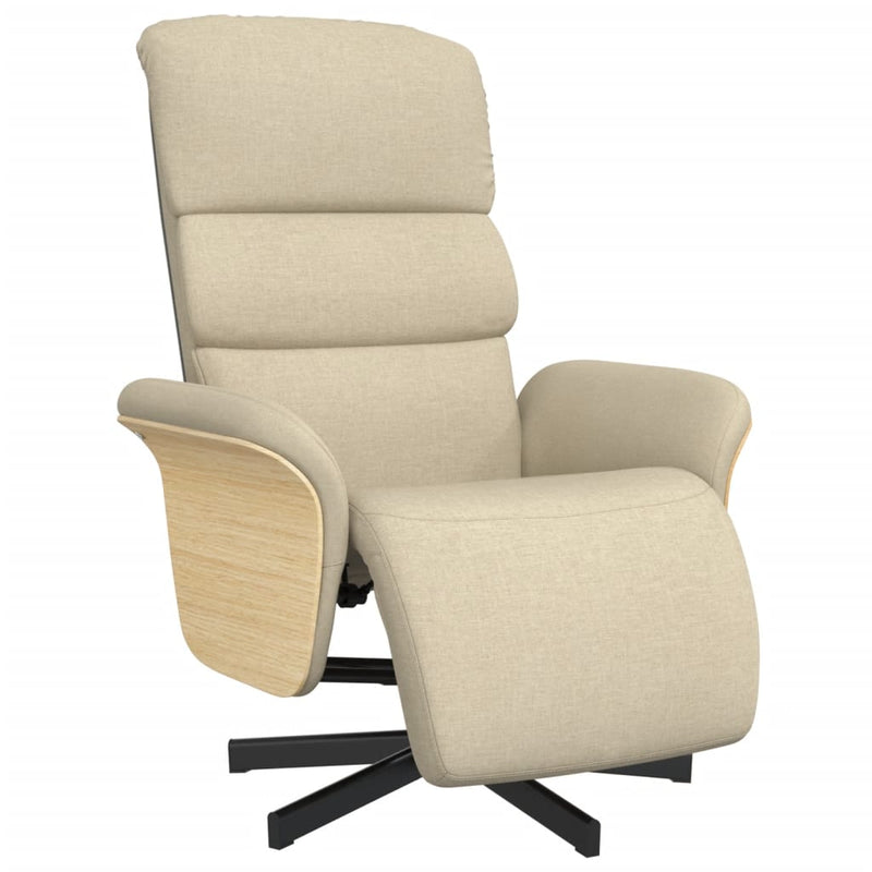 Scaun rabatabil cu suport pentru picioare crem material textil