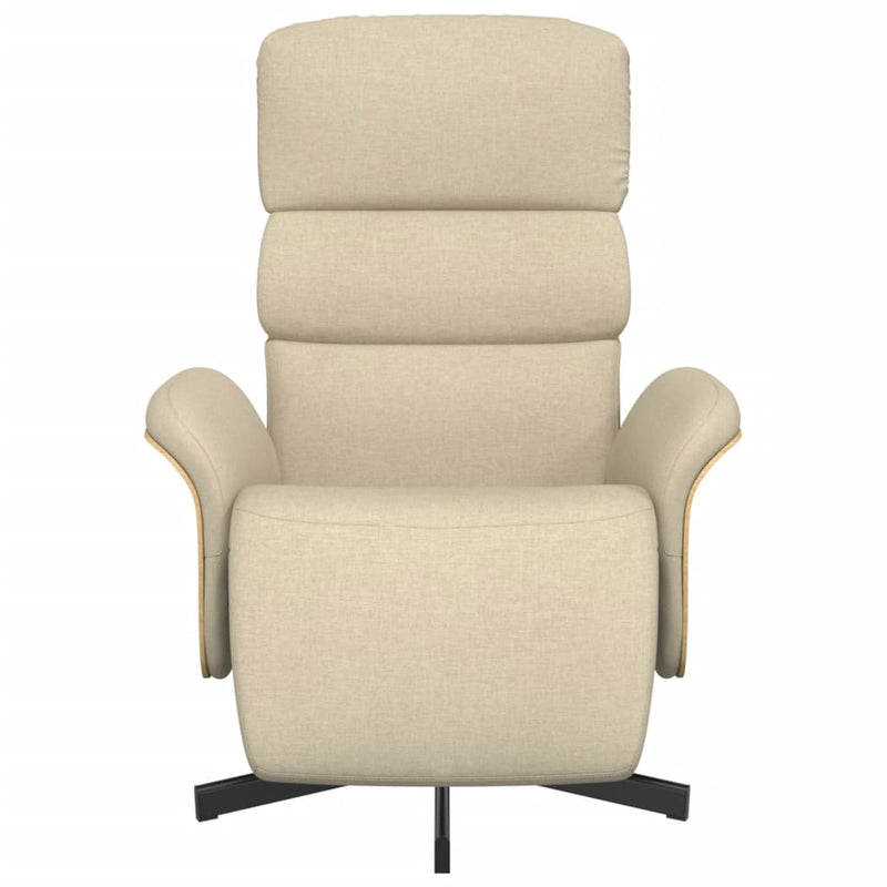 Scaun rabatabil cu suport pentru picioare crem material textil