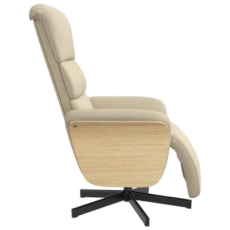 Scaun rabatabil cu suport pentru picioare crem material textil