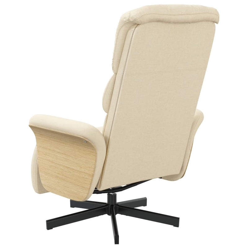 Scaun rabatabil cu suport pentru picioare crem material textil