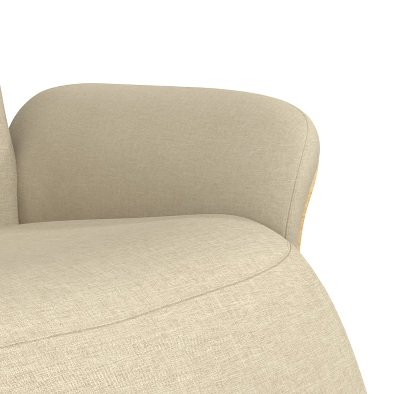 Scaun rabatabil cu suport pentru picioare crem material textil
