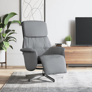 Fotoliu rabatabil cu suport de picioare, gri deschis, textil