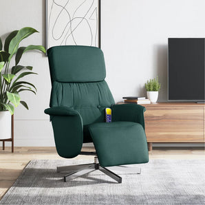 Fotoliu masaj rabatabil cu suport picioare verde închis textil