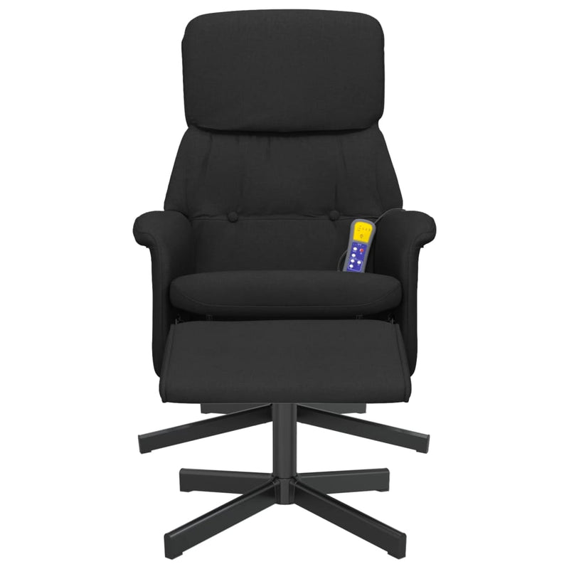 Scaun rabatabil cu taburet, negru, material textil