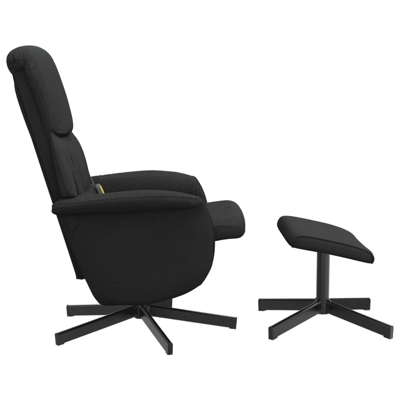 Scaun rabatabil cu taburet, negru, material textil