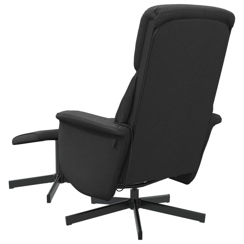 Scaun rabatabil cu taburet, negru, material textil