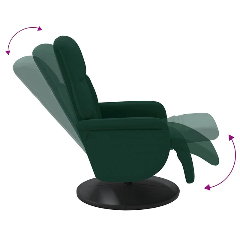 Scaun de relaxare cu taburet, verde închis, catifea