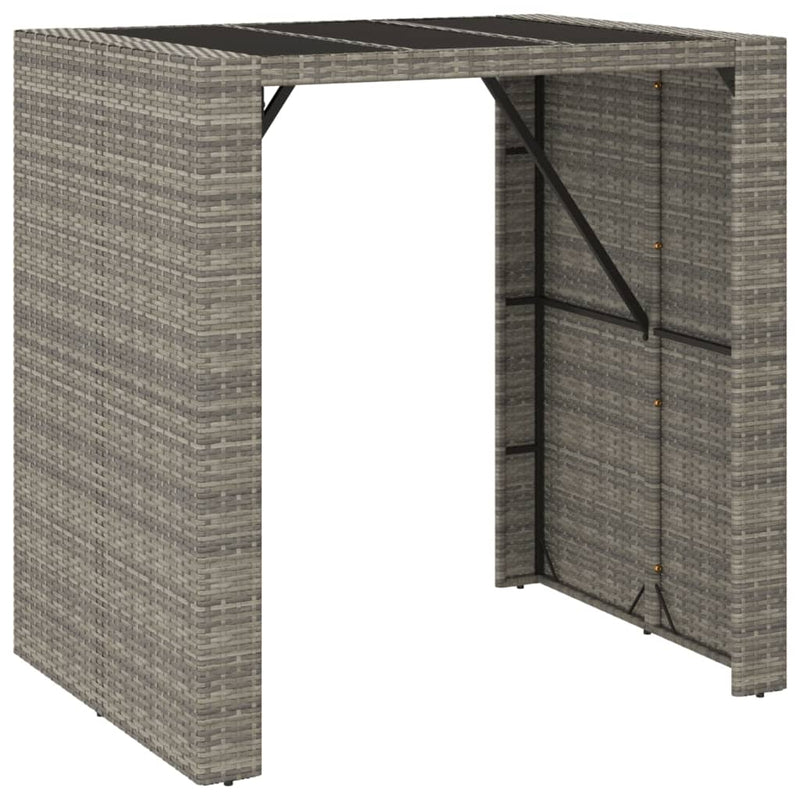 Set mobilier bar de grădină, cu perne, 5 piese, gri, poliratan