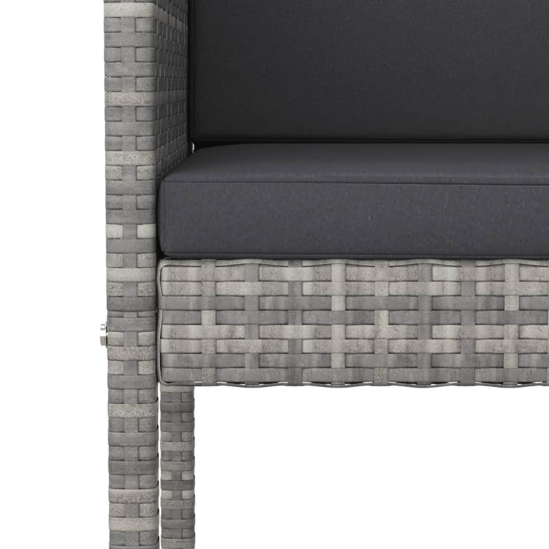Set mobilier bar de grădină, cu perne, 5 piese, gri, poliratan