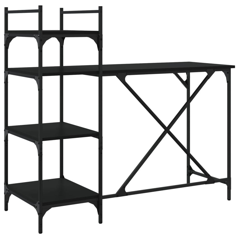 Birou pentru computer cu rafturi negru 120x47x109 cm
