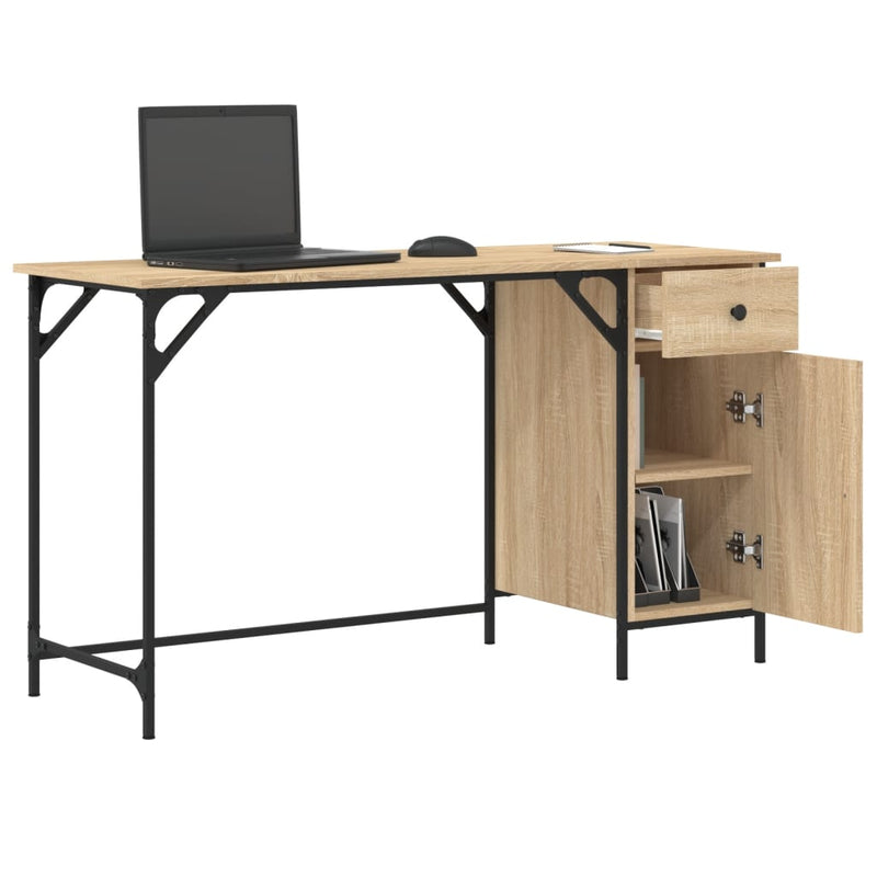 Birou de computer, stejar sonoma, 131x48x75 cm, lemn prelucrat
