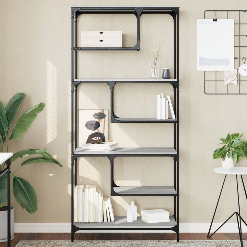 Bibliotecă, sonoma gri, 81x36x176 cm, lemn compozit