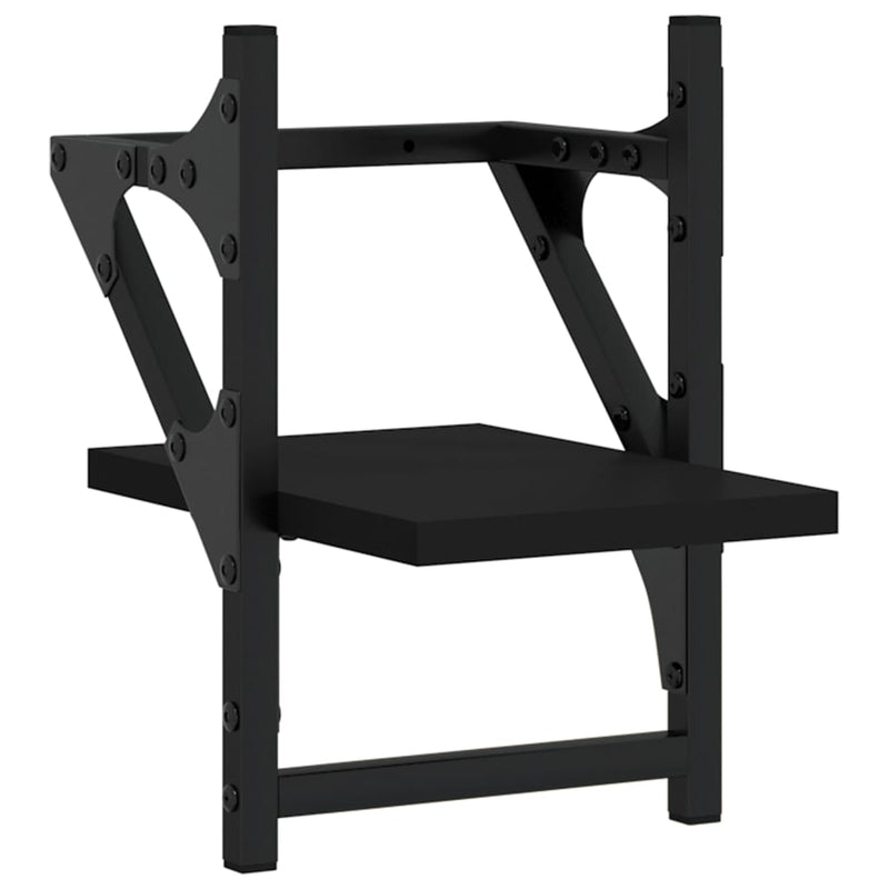 Rafturi de perete cu bare, 2 buc, negru, 20x25x30 cm