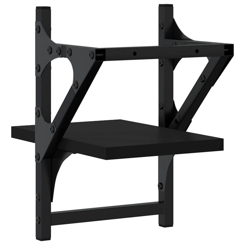 Rafturi de perete cu bare, 2 buc, negru, 20x25x30 cm