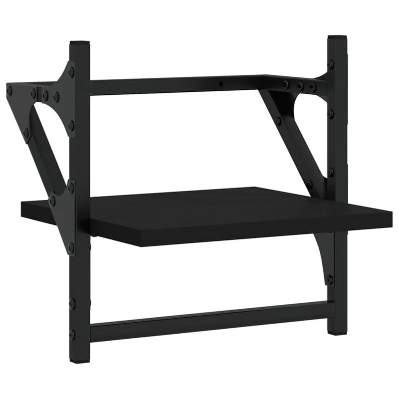 Rafturi de perete cu bare, 2 buc, negru, 30x25x30 cm