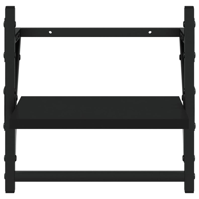 Rafturi de perete cu bare, 2 buc, negru, 30x25x30 cm