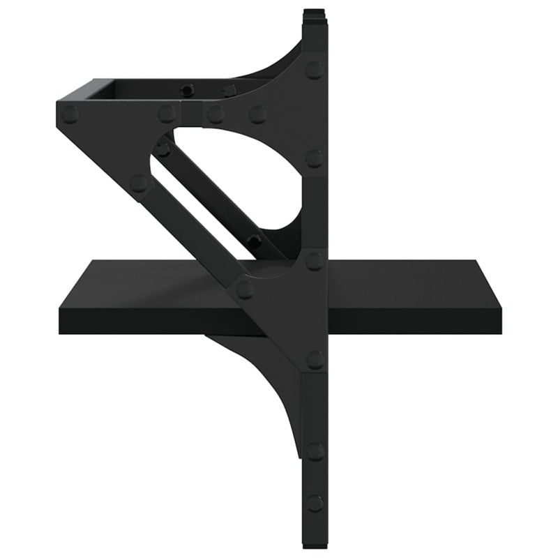 Rafturi de perete cu bare, 2 buc, negru, 30x25x30 cm