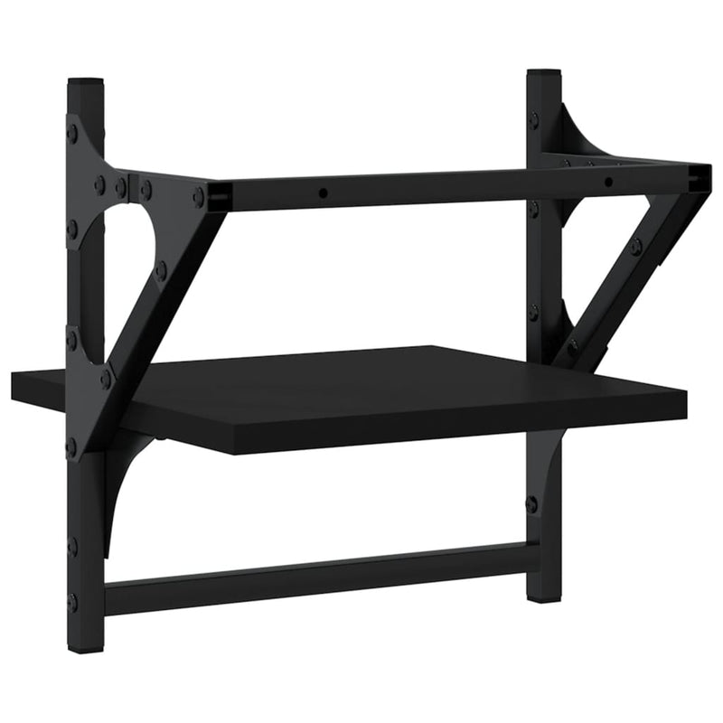 Rafturi de perete cu bare, 2 buc, negru, 30x25x30 cm