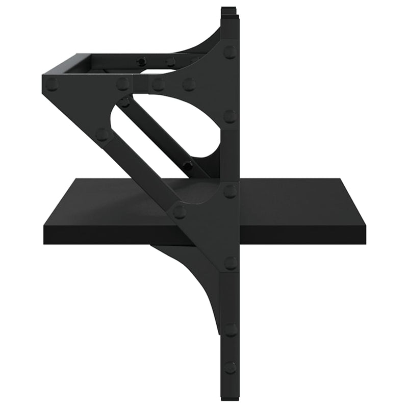 Rafturi de perete cu bare, 2 buc, negru, 40x25x30 cm