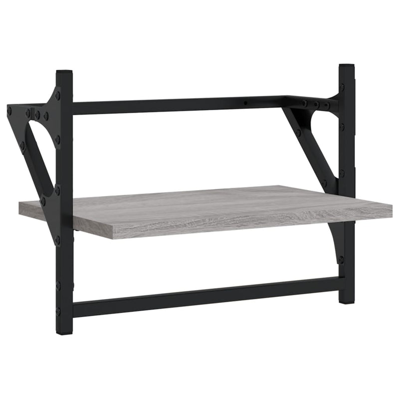 Rafturi de perete cu bare, 2 buc., gri sonoma, 40x25x30 cm