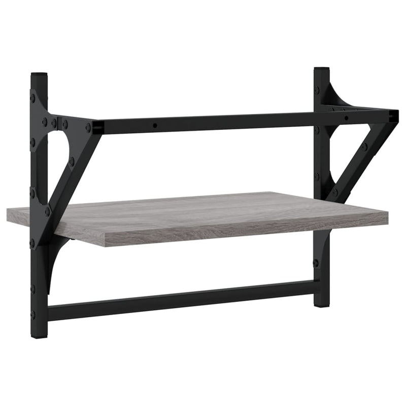 Rafturi de perete cu bare, 2 buc., gri sonoma, 40x25x30 cm