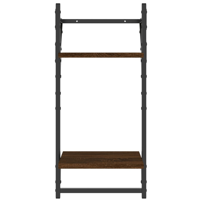 Rafturi perete cu 2 niveluri/bare 2 buc stejar maro 30x25x65 cm