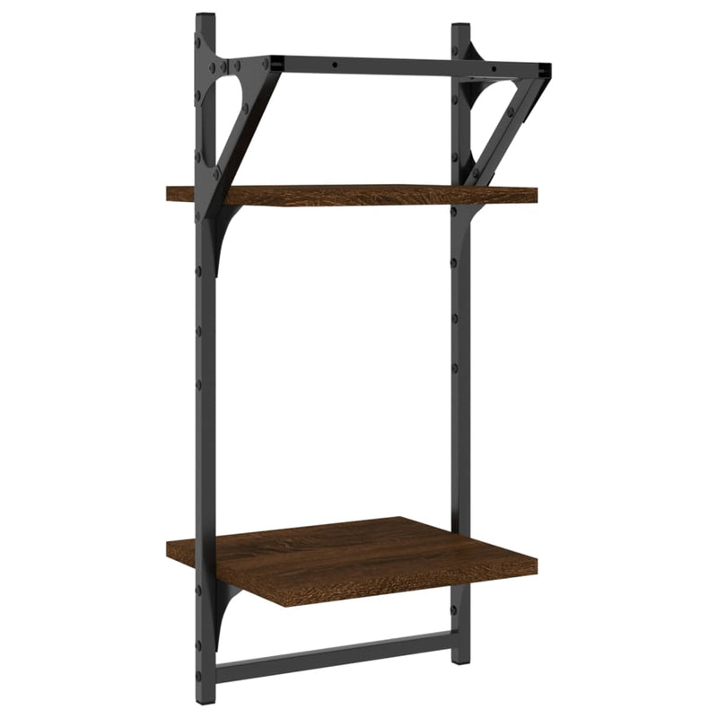 Rafturi perete cu 2 niveluri/bare 2 buc stejar maro 30x25x65 cm