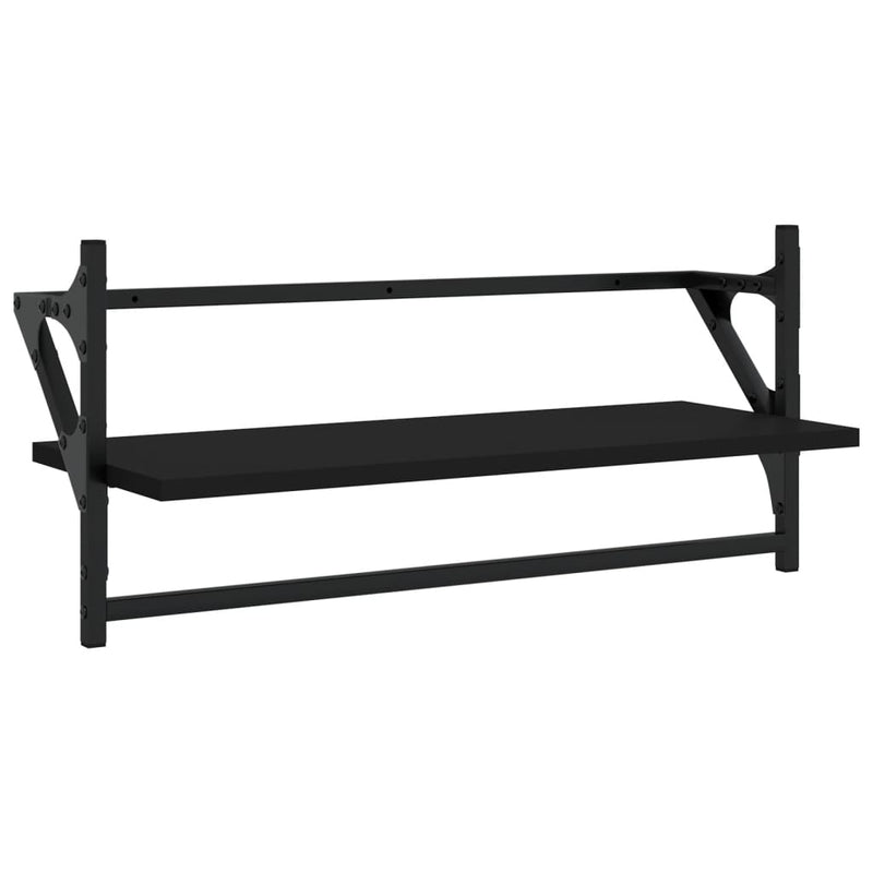 Set rafturi perete cu bare, 4 buc. negru lemn prelucrat