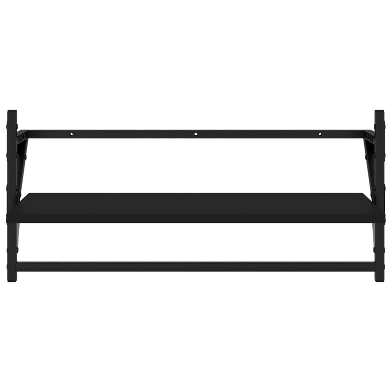 Set rafturi perete cu bare, 4 buc. negru lemn prelucrat