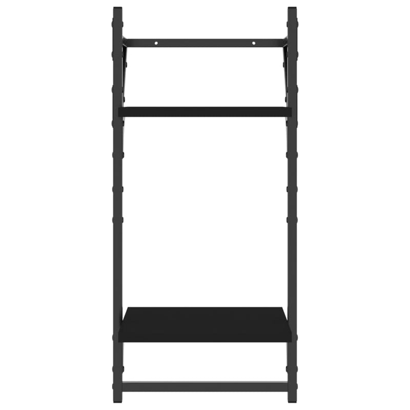 Set rafturi perete cu bare, 4 buc. negru lemn prelucrat