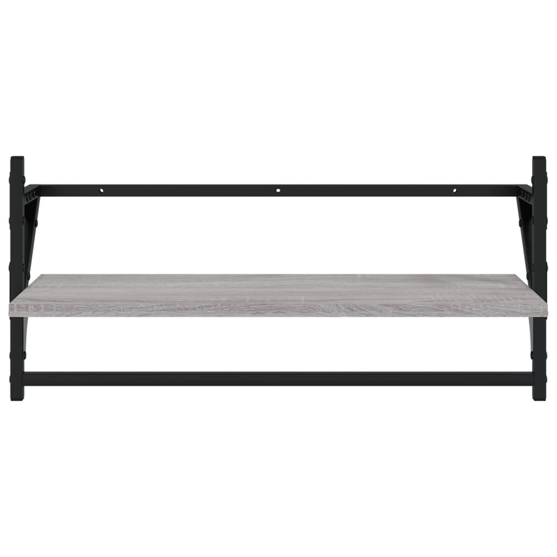 Set rafturi perete cu bare, 4 buc., gri sonoma, lemn prelucrat