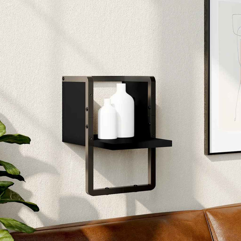 Raft de perete cu bare, negru, 20x25x30 cm