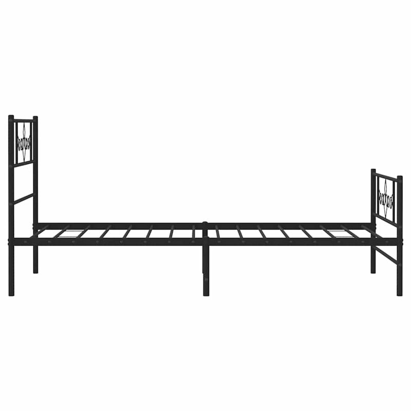 Cadru pat metalic cu tăblii de cap/picioare, negru, 100x200 cm