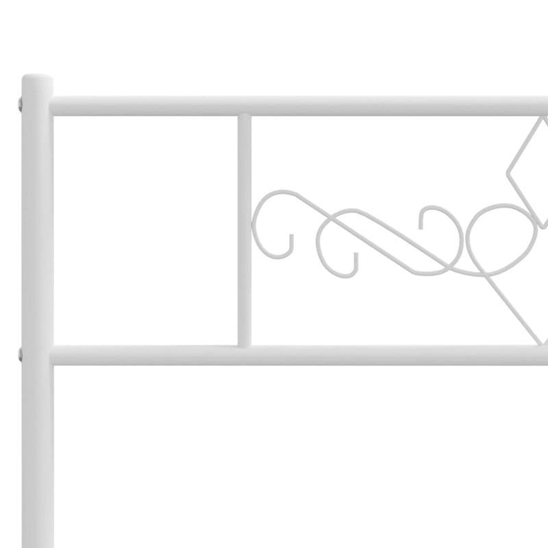 Cadru de pat din metal cu tăblie, alb, 107x203 cm